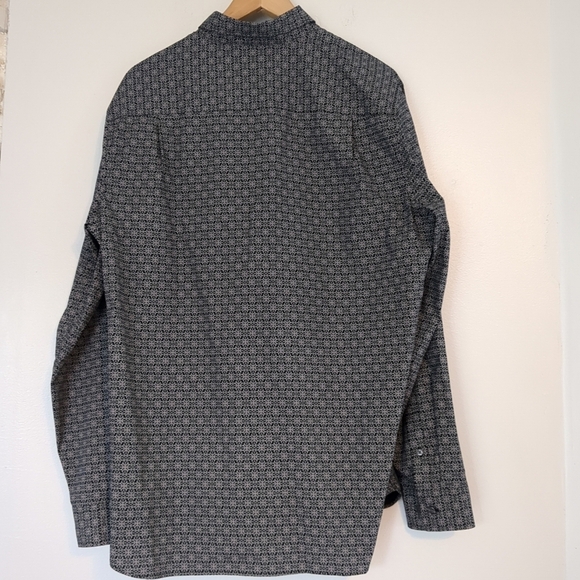 NWT Ted Baker Shirt Men's Large Black Geometric Flip Cuff Button Luxury Cotton - Picture 4 of 10